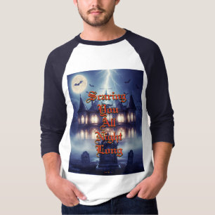 Halloween-Haus mit Frankie, dunkelblau T-Shirt