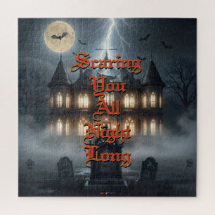 Halloween-Haus mit Frankie, dunkelgrau Puzzle