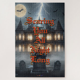 Halloween-Haus mit Frankie, dunkelgrau Puzzle