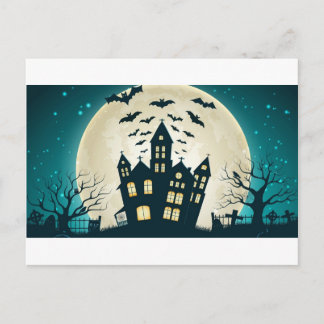 Halloween-Haus Postkarte