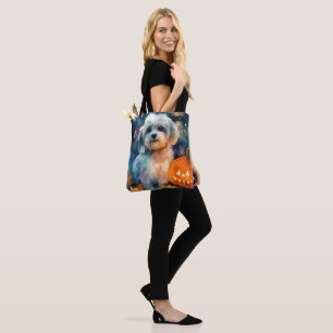 Halloween Havanese mit Kürbissen Gruselig