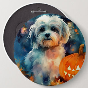Halloween Havanese mit Pumpkins Beängstigend Button