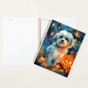 Halloween Havanese mit Pumpkins Beängstigend Planer