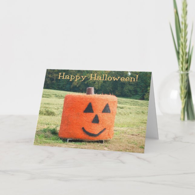Halloween Hay Bale Card Karte (Vorderseite)
