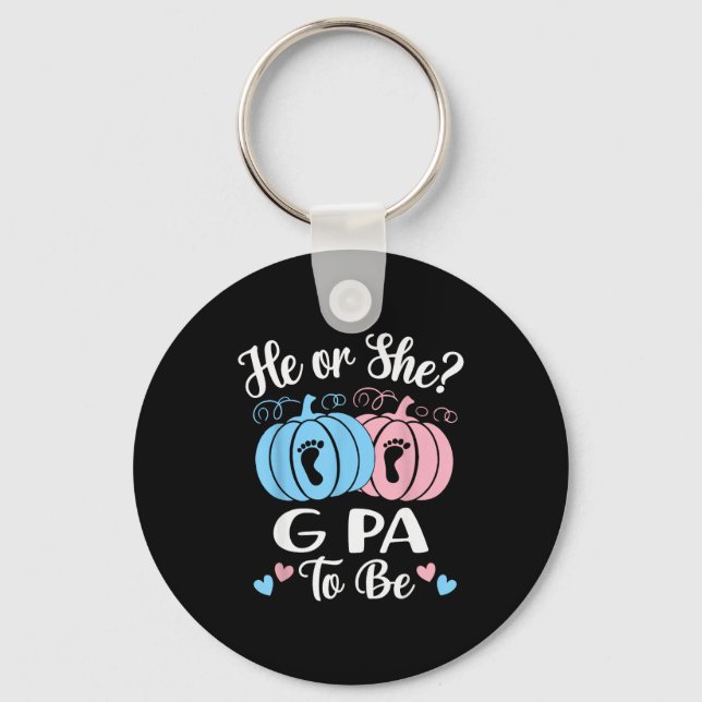 Halloween He Or She G Pa To Be Pumpkin Gender Reve Schlüsselanhänger (Vorderseite)