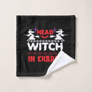 Halloween Head Witch In Charge Birthday Waschlappen