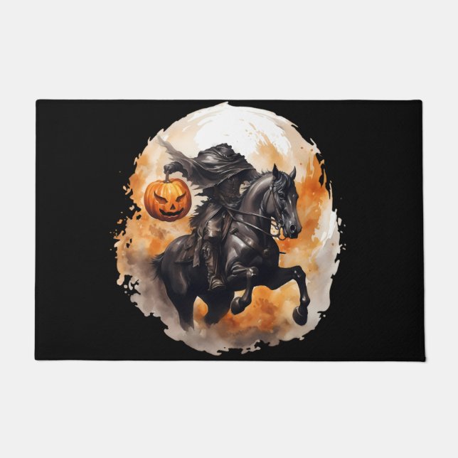Halloween Headless Horseman mit Pumpkin Head Fußmatte (Vorderseite)