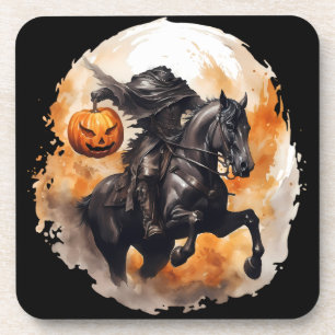 Halloween Headless Horseman mit Pumpkin Head Getränkeuntersetzer