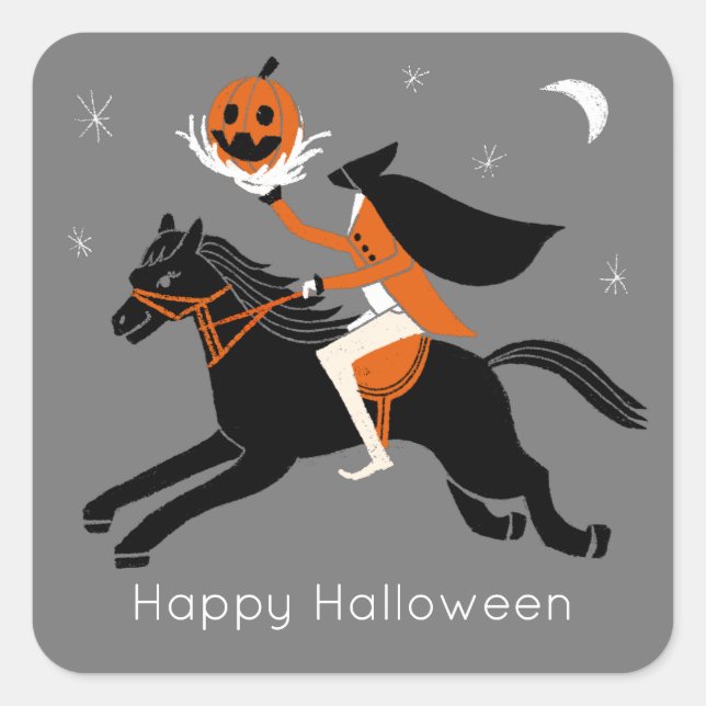Halloween Headless Horseman Quadratischer Aufkleber (Vorderseite)