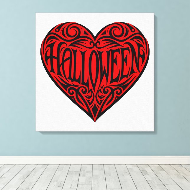 Halloween Heart, Black Heart, Holiday Leinwanddruck (Insitu (Holzboden))