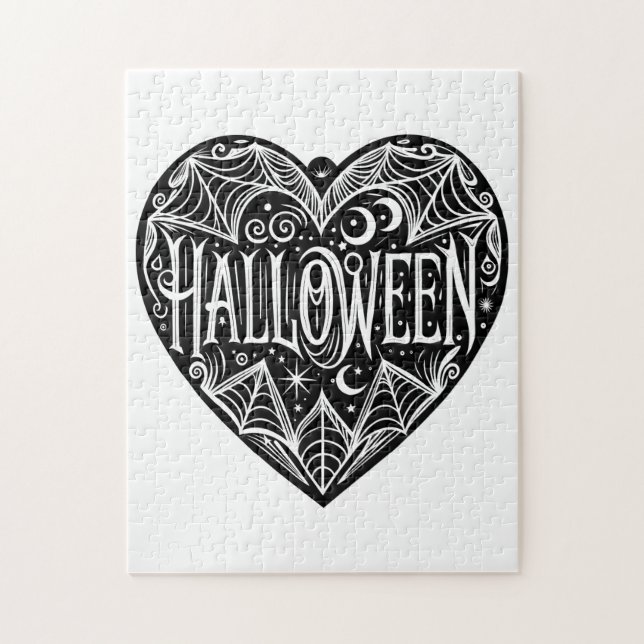 Halloween Heart, Black Heart Shape, Holiday Puzzle (Vertikal)