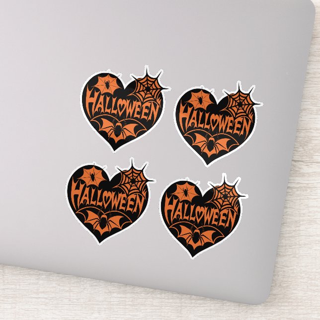 Halloween Heart, Black Heart Shape, Spider Web Aufkleber (Detail)