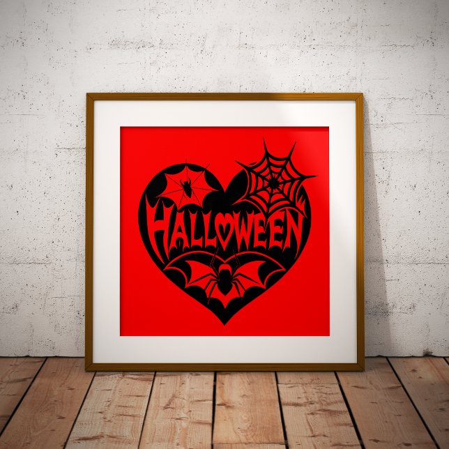 Halloween Heart, Black Heart Shape, Spider Web Poster (Von Creator hochgeladen)