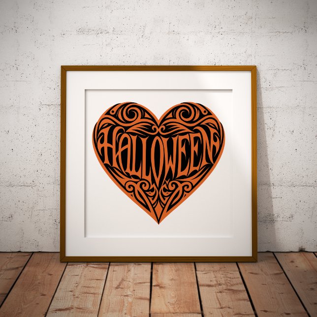Halloween Heart, Orange Heart, Holiday Poster (Von Creator hochgeladen)