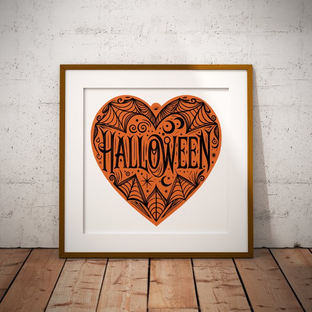 Halloween Heart, Orange Heart Shape, Holiday Fotodruck (Von Creator hochgeladen)