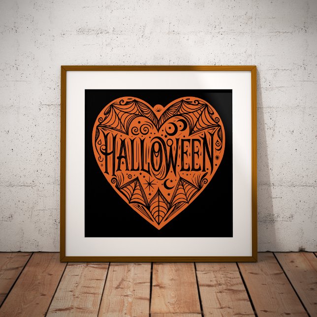 Halloween Heart, Orange Heart Shape, Holiday Poster (Von Creator hochgeladen)