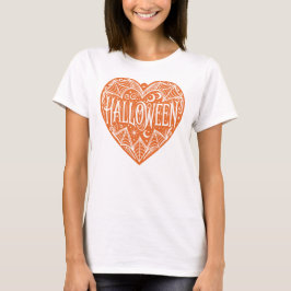 Halloween Heart, Orange Heart Shape, Holiday T-Shirt