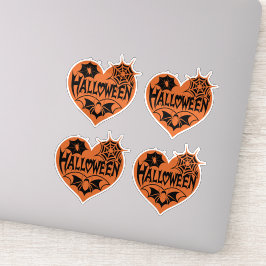 Halloween Heart, Orange Heart Shape, Spider Web Aufkleber