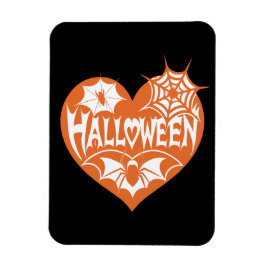 Halloween Heart, Orange Heart Shape, Spider Web Magnet