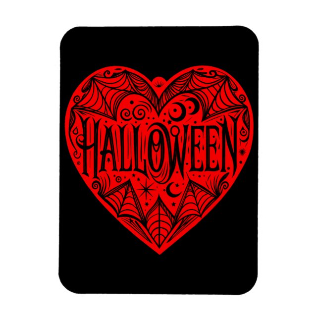 Halloween Heart, Red Heart Shape, Holiday Magnet (Vertikal)