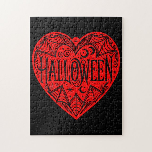 Halloween Heart, Red Heart Shape, Holiday Puzzle (Vertikal)