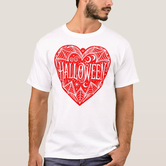 Halloween Heart, Red Heart Shape, Holiday T-Shirt (Vorderseite)