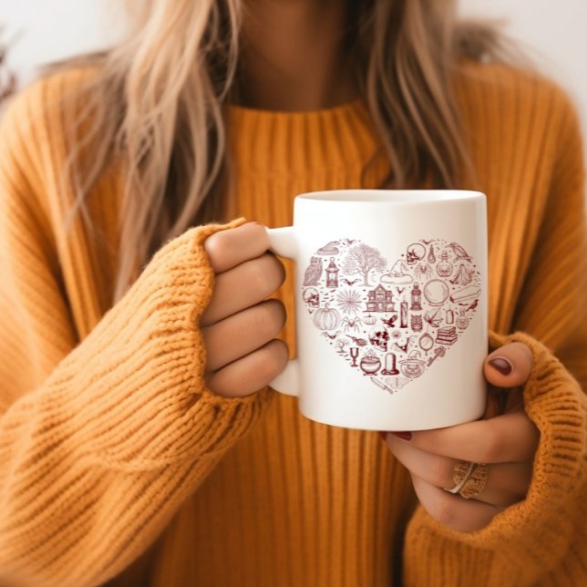 Halloween Heart Red Spooky Doodles Halloween Tasse (Von Creator hochgeladen)
