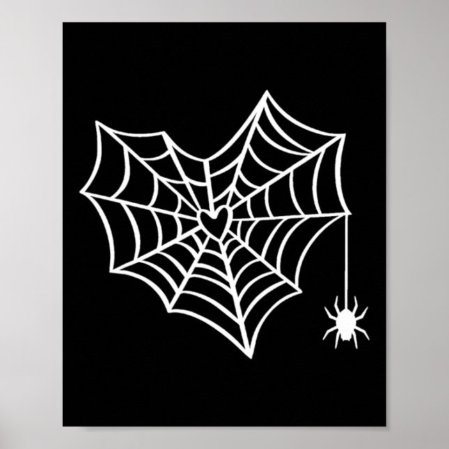 Halloween Heart Spider Web Spooky Kostüm Poster (Vorne)