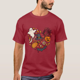 Halloween Heart T - Shirt - Spooky Niedlich Bat, P