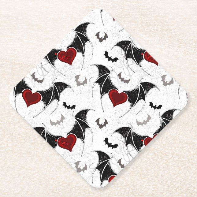 Halloween heart with black bat wings untersetzer (Vorderseite)