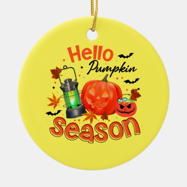 Halloween Hello Pumpkin Season Birthday Keramik Ornament (Vorne)