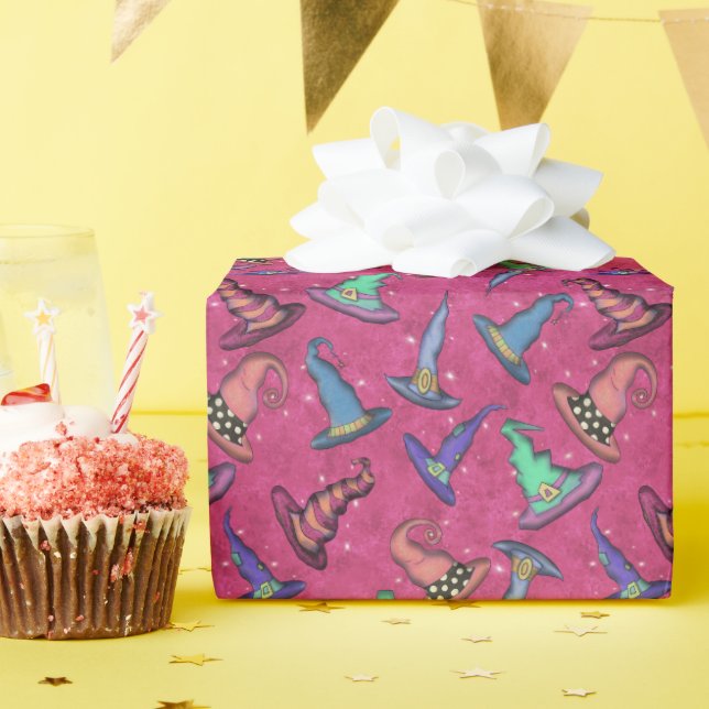 Halloween-Henkerhüte auf Rosa  Geschenkpapier (Geburtstagsparty)