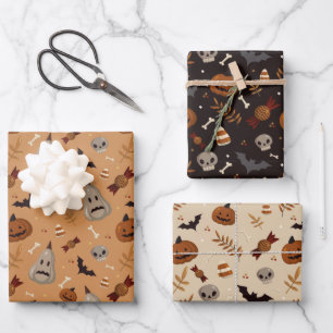 Halloween Herbst Gruselige Muster Geschenkpapier Set