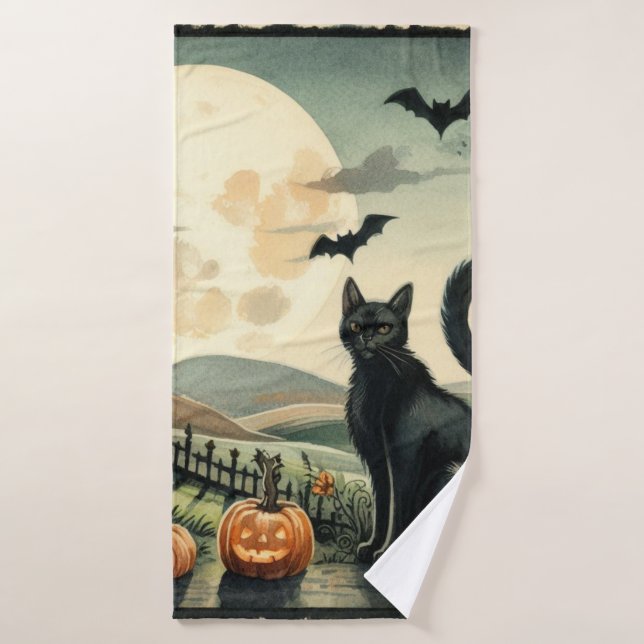 Halloween/Herbst/Herbst/Kürbis/Katze Badehandtuch (Badehandtuch)