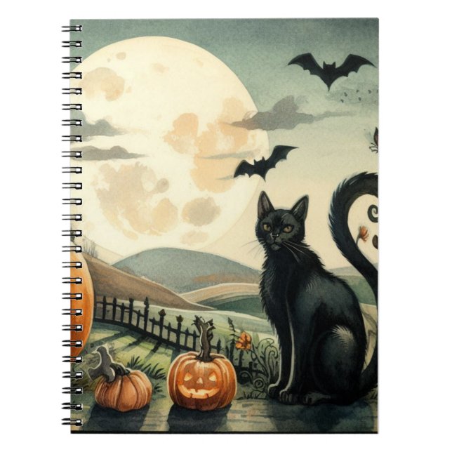 Halloween/Herbst/Herbst/Kürbis/Katze Notizblock (Vorderseite)