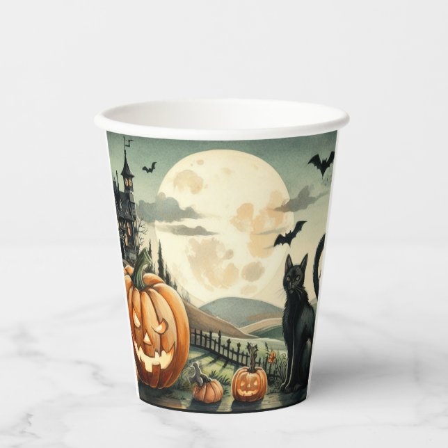Halloween/Herbst/Herbst/Kürbis/Katze Pappbecher (Vorderseite)