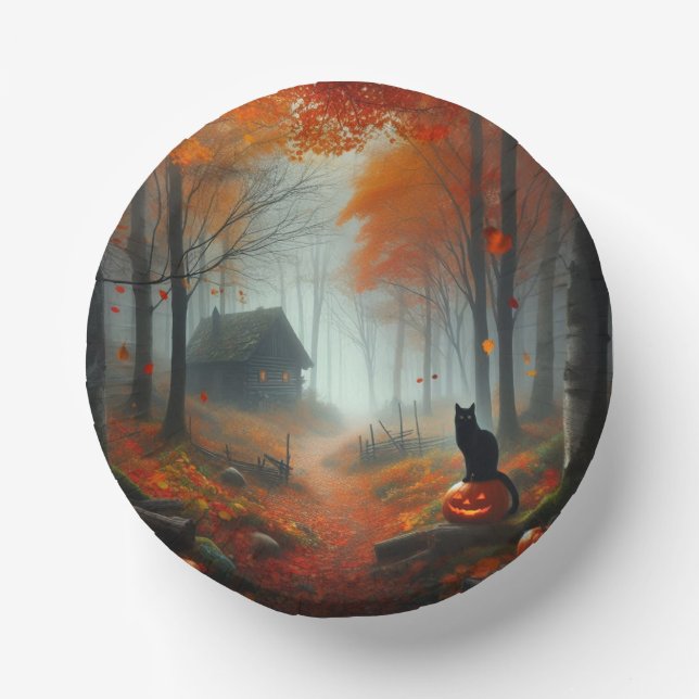 Halloween/Herbst/Herbst/Kürbis/Katze Pappteller (Vorderseite)