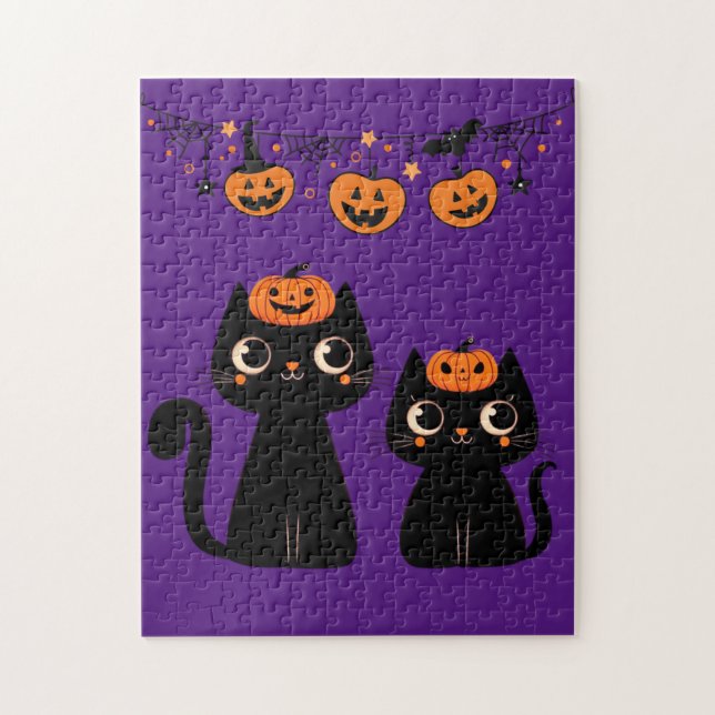 Halloween/Herbst/Herbst/Kürbis/Katze Puzzle (Vertikal)