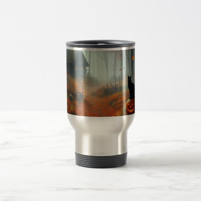 Halloween/Herbst/Herbst/Kürbis/Katze Reisebecher (Mittel)