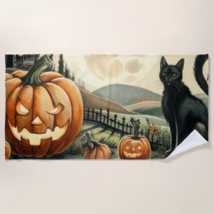 Halloween/Herbst/Herbst/Kürbis/Katze Strandtuch
