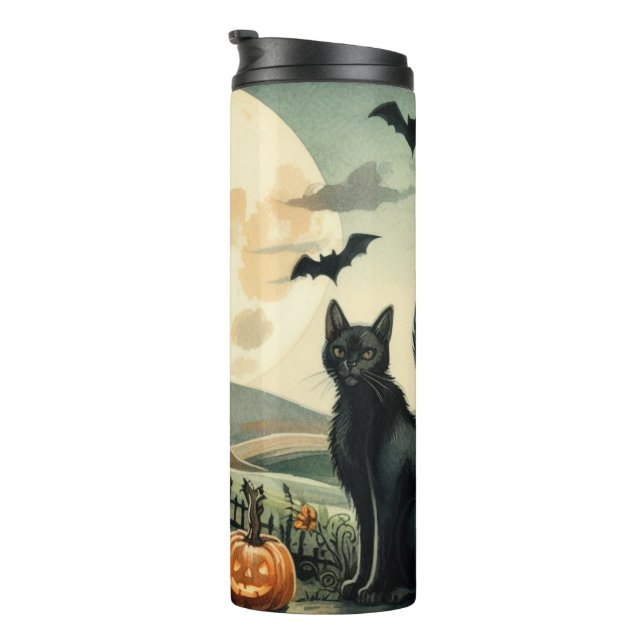 Halloween/Herbst/Herbst/Kürbis/Katze Thermosbecher (Nach rechts gedreht)