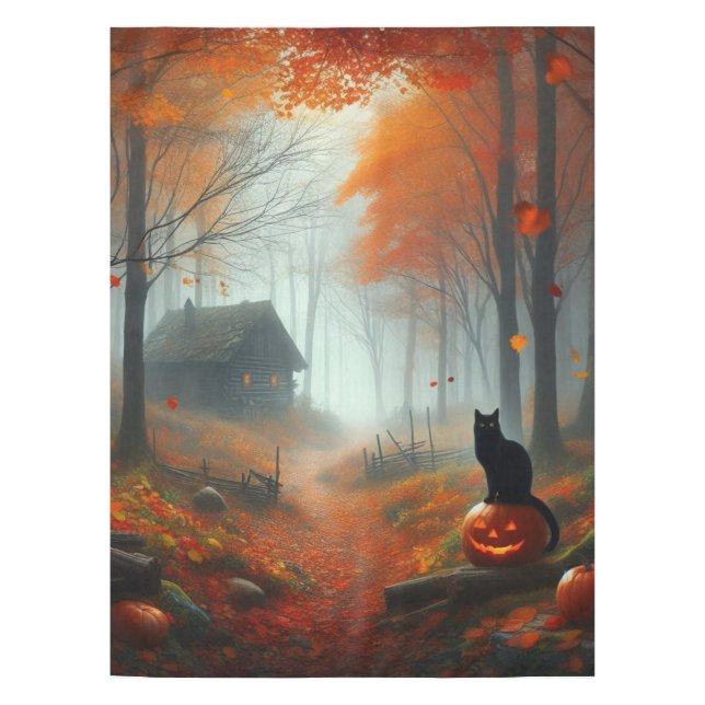 Halloween/Herbst/Herbst/Kürbis/Katze Tischdecke (Vorderseite)