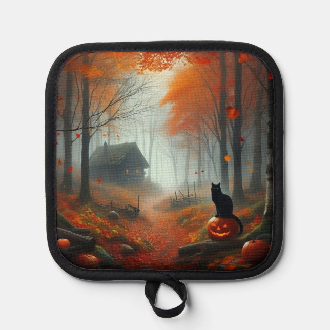 Halloween/Herbst/Herbst/Kürbis/Katze Topflappen (Vorderseite)