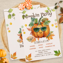 Halloween Herbst-Kürbis-Geburtstags-Einladung