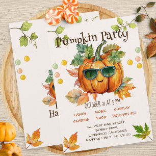Halloween Herbst-Kürbis-Geburtstags-Einladung Einladung