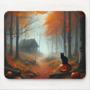 Halloween/Herbst/Spätherbst/Kürbis/Katze Mousepad