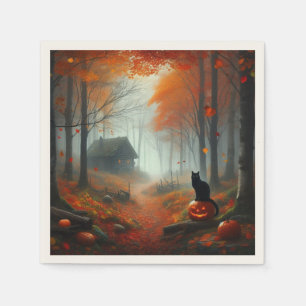 Halloween/Herbst/Spätherbst/Kürbis/Katze Serviette