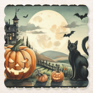 Halloween/Herbst/Spätherbst/Kürbis/Katze Untersetzer