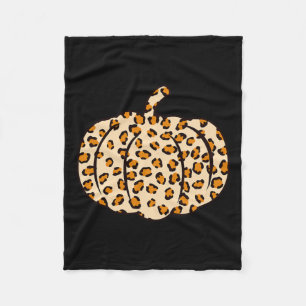 Halloween Herbst Tier Leopard Kürbis Fleecedecke
