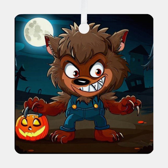 Halloween/Herbst/Werwolf/Cartoon Ornament Aus Metall (Vorderseite)